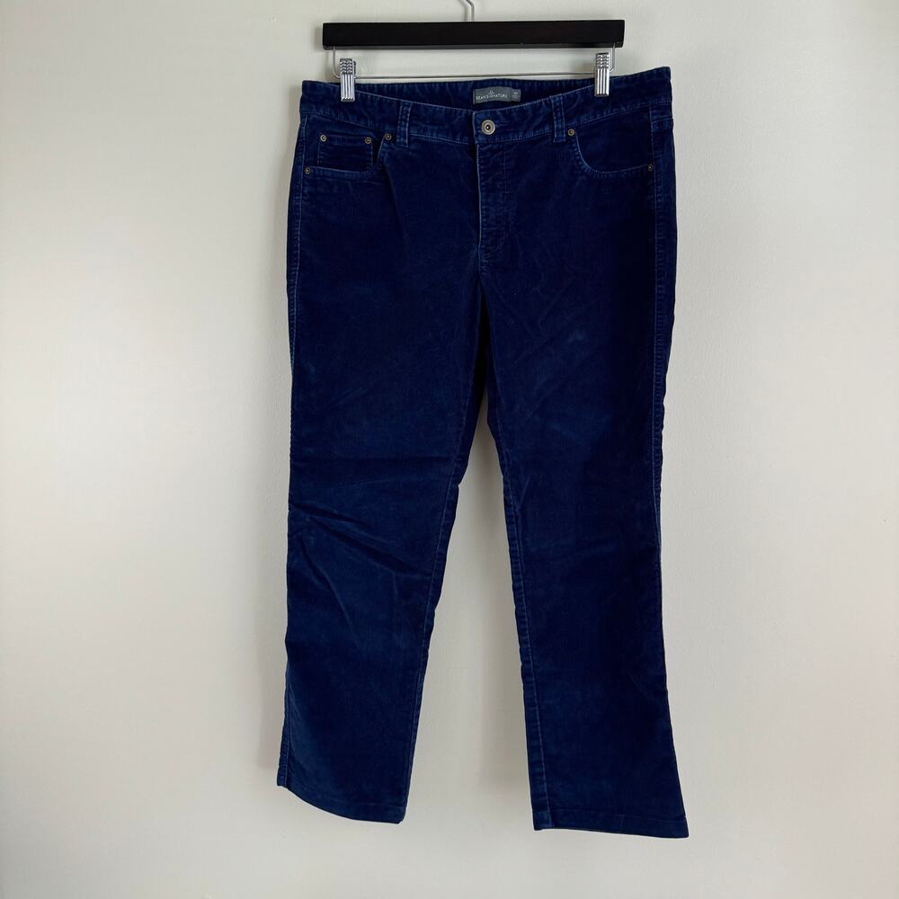 L.L. Bean Signature Corduroy Pants Women's 16 Petite Blue Straight Leg READ